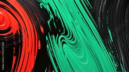 Abstract Background with Red, Green and Black Color Combination. Horizontal Image Banner in a 16:9 Ratio