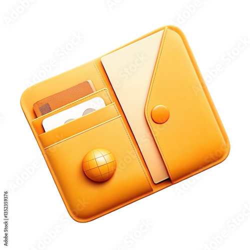 stylish orange wallet designed for travel, featuring compartments for cards and documents