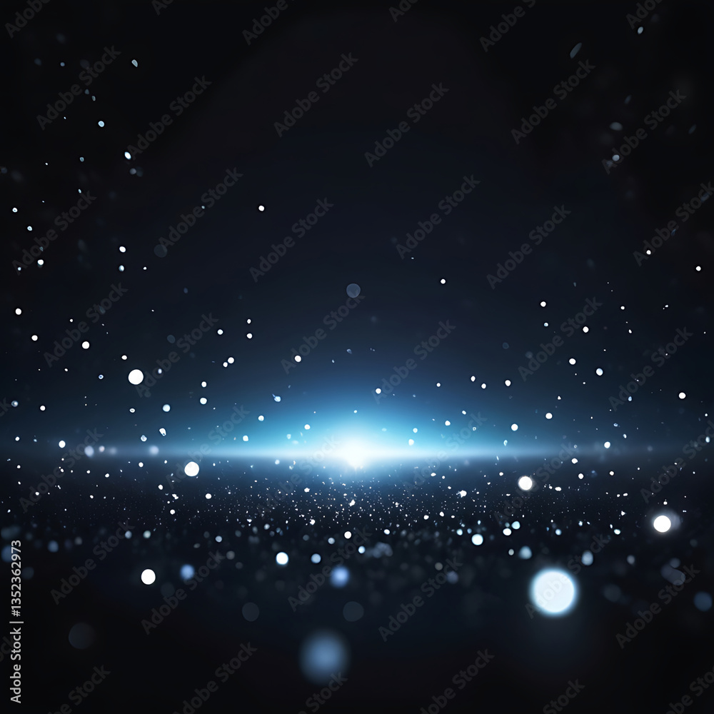 Obraz premium Elegant Blue Bokeh Lights on Dark Background for Festive and Dreamy Design