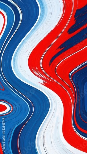 Abstract Background with Blue, White, and Red Paint Strokes with Bold Texture. Spirit of France. Vertical image banner in a 9:16 ratio