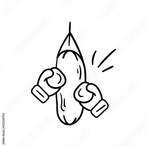 Boxing Bag  line doodle icon with white background vector stock illustration