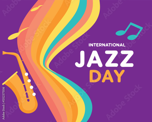 Celebrate International Jazz Day with this vibrant saxophone and musical notes design