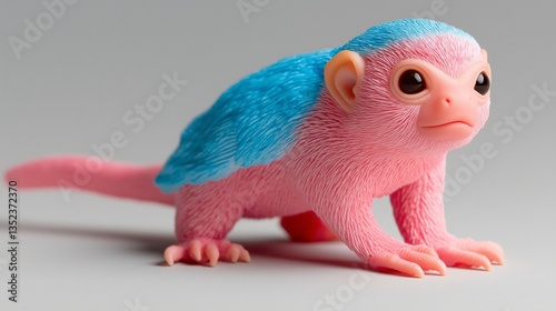 3D coloured plastic Pygmy Marmoset on white 