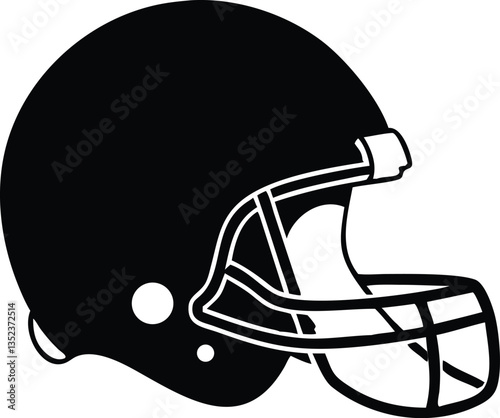 Isolated vector helmet, a black and white sport protection illustration