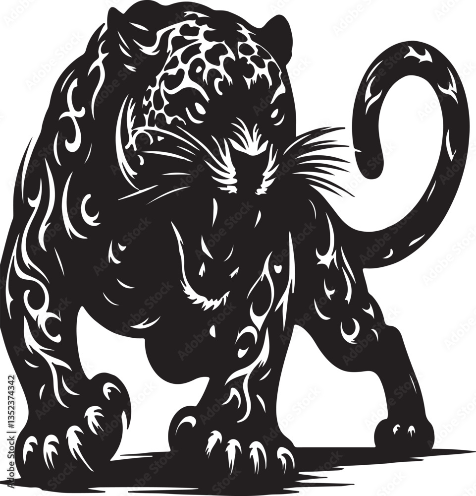 Obraz premium happy and angry leopard vector with white background