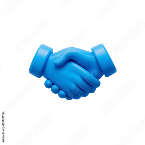 Sealing the deal a blue handshake agreement of trust and partnership smooth 3D render on transparent background