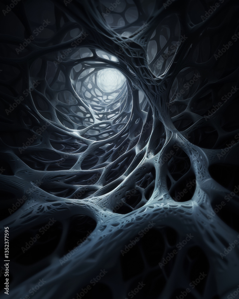 Naklejka premium Moody metallic and bone fractal pattern.