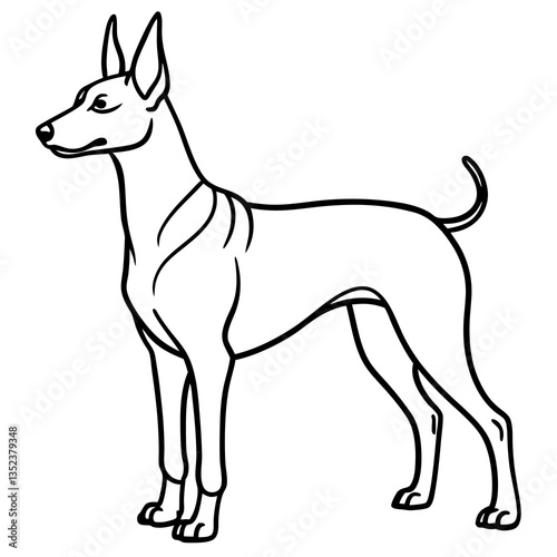 Elegant Canine Silhouette: A meticulously crafted outline of a sleek, alert canine, standing with pride. capturing the essence of its refined breed and timeless canine grace.