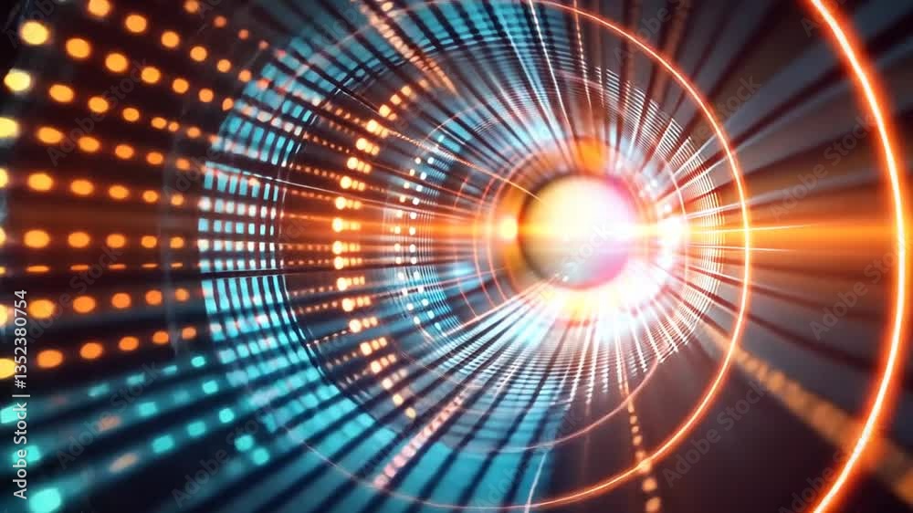 Digitale Lichtgeschwindigkeit in futuristischem Tunnel