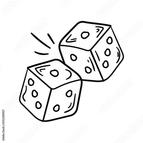 Dices  line doodle icon with white background vector stock illustration