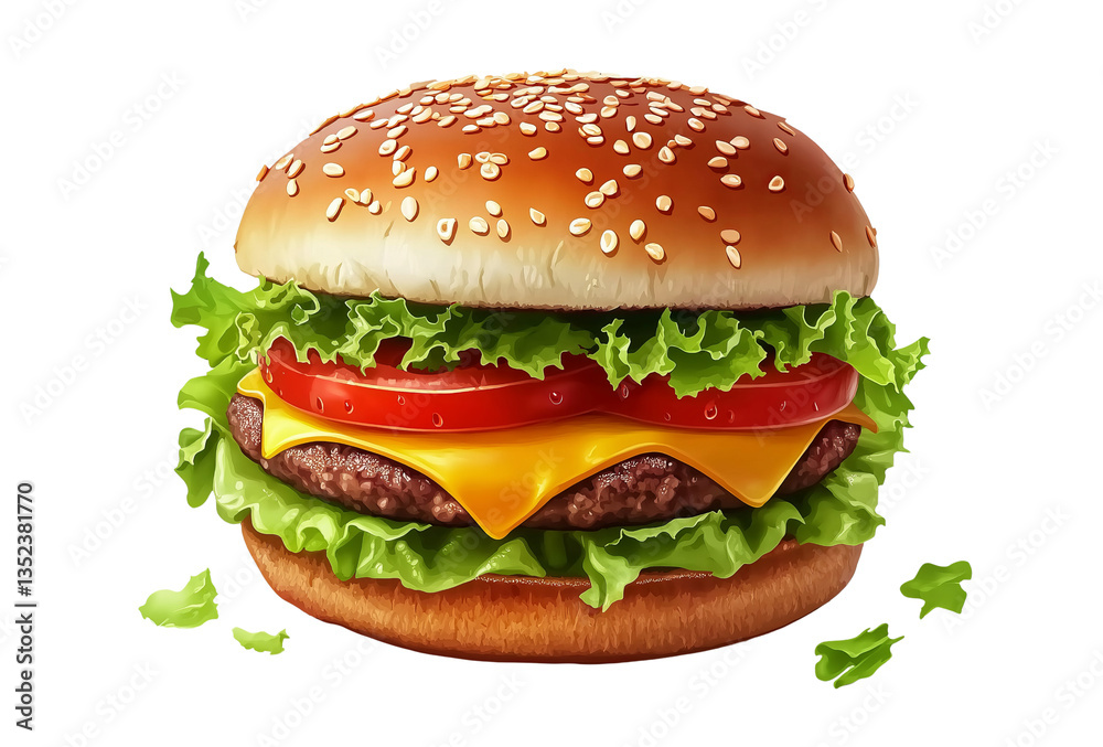 Hamburger on transparent background. PNG format. food concept for café and restaurant. Hamburger on transparent background. PNG format. food concept for café and restaurant.