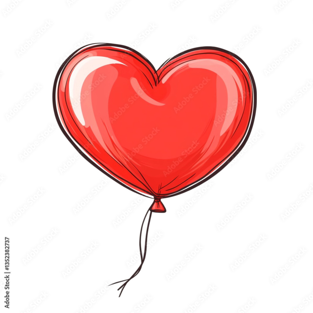 Red heart-shaped balloon floating in air romantic love symbol Red heart-shaped balloon floating in air romantic love symbol