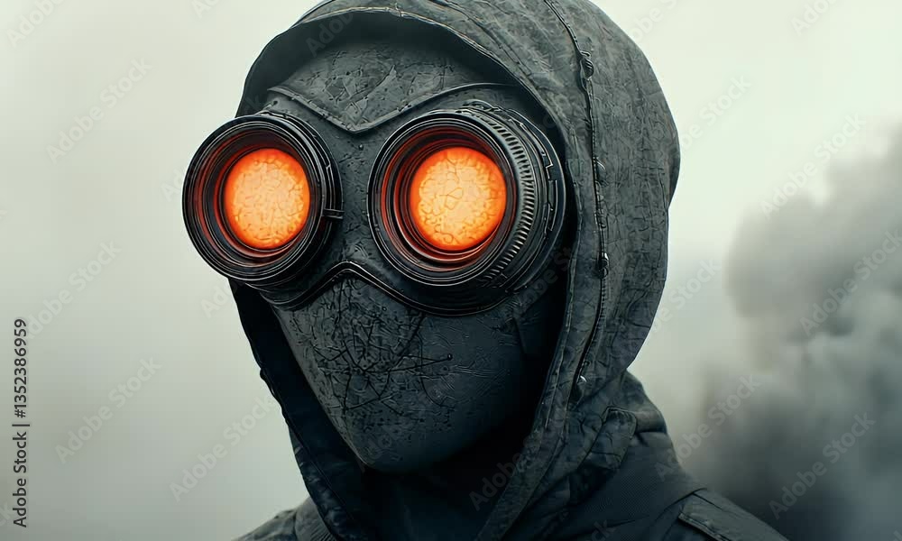 Person in futuristic gas mask Person in futuristic gas mask