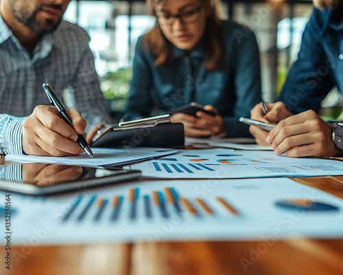 Teamwork Business Meeting Financial Data Analysis