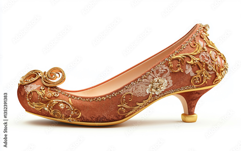 Obraz premium Authentic Venice Carnival Footwear with Ornate Design Isolated On White Background.