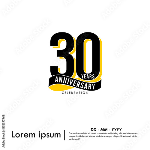 30th years anniversary celebration emblem. modern anniversary logo isolated with infinity circle ribbon on white background. vector illustration template design for web, flyers, poster, greeting card