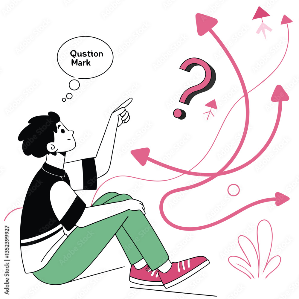 Confused Man in Business Attire Surrounded by Arrows and Question Marks Representing Uncertainty and Decision Making
Confused Man in Business Attire Surrounded by Arrows and Question Marks Representing Uncertainty and Decision Making