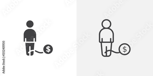 Man with debt Icon set. vectors for apps and website designs