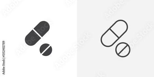 Painkiller pills Icon set. vectors for apps and website designs
