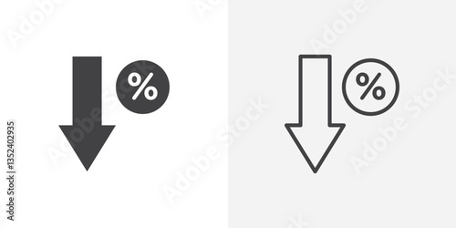 Percent down Icon set. vectors for apps and website designs