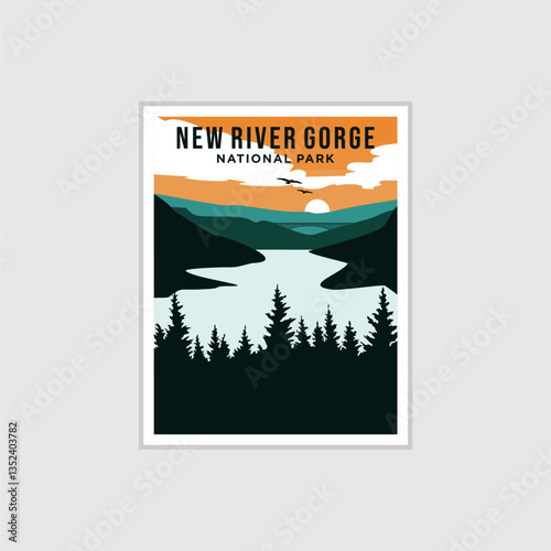 New River Gorge National Park poster vector illustration design