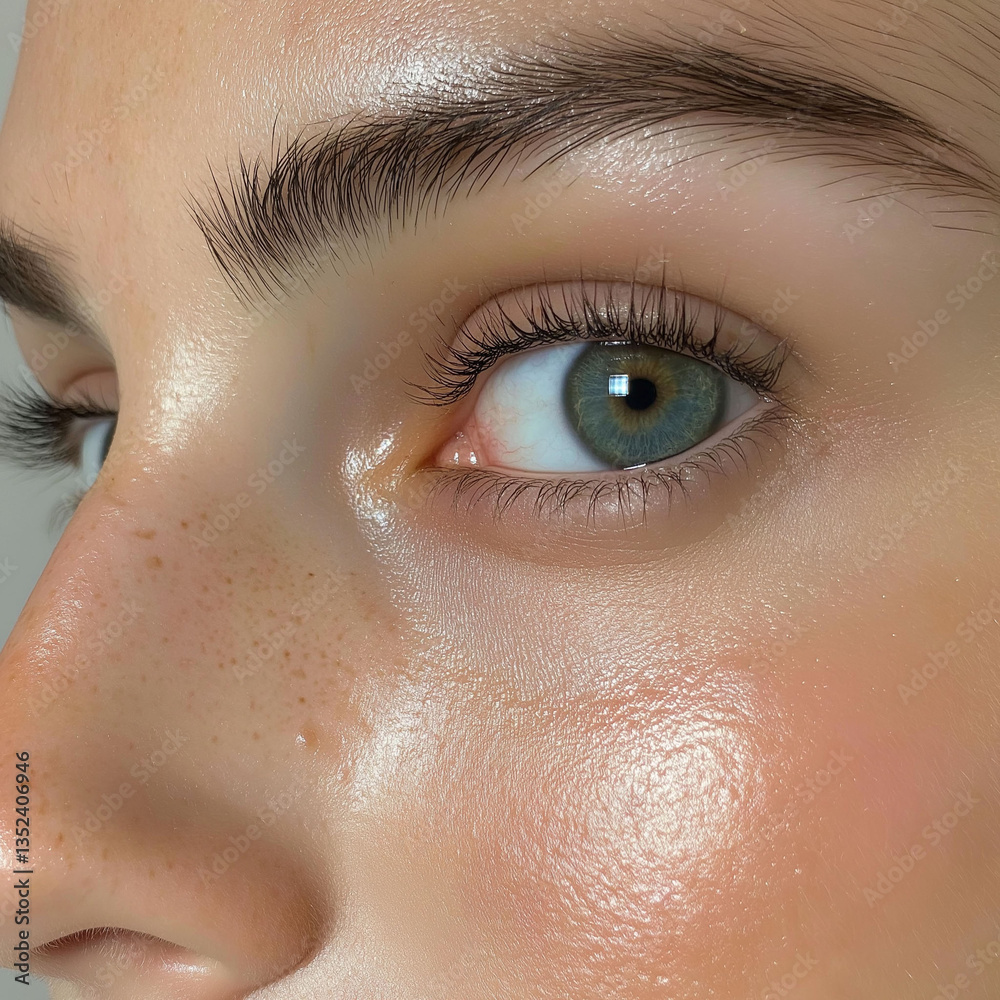 Fototapeta premium Niacinamide vitamin cream skin benefits. Inflammation formula. Hydration texture. Glowing skin with niacinamide treatment showcased in a close-up image.