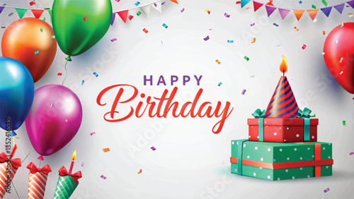 happy birthday card with balloons