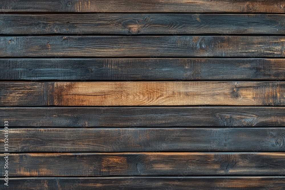 Dark wood plank wall texture.  Horizontal boards, various shades of brown and dark gray.  Natural wood grain.  Aged, weathered look