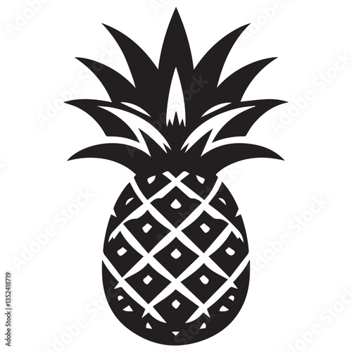 Pineapple silhouette black and white vector icon