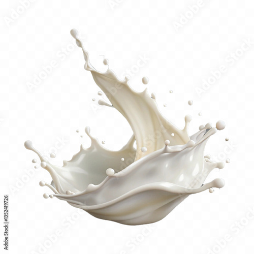 abstract 3d  splash of milk wave swirls or diary milk splashes, flying milk on the air cut out isolated on white background