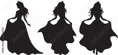 Princess Silhouette: Royal Figure, Fairy Tale Icon, Flat Vector Illustration