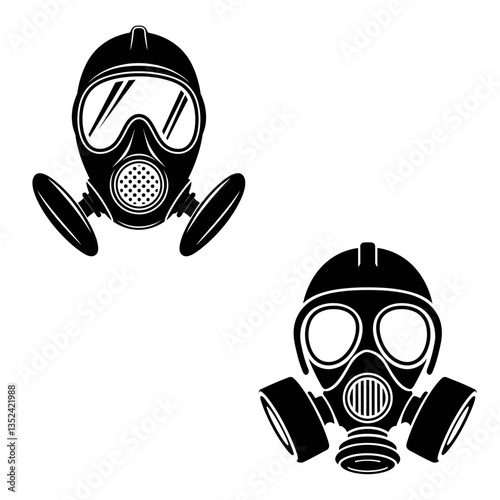 gas mask black color vector 