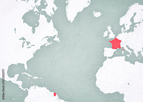 Фотография Map of North Atlantic Ocean - France