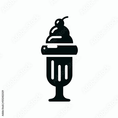 Ice Cream Sundae silhouette in black on a white background