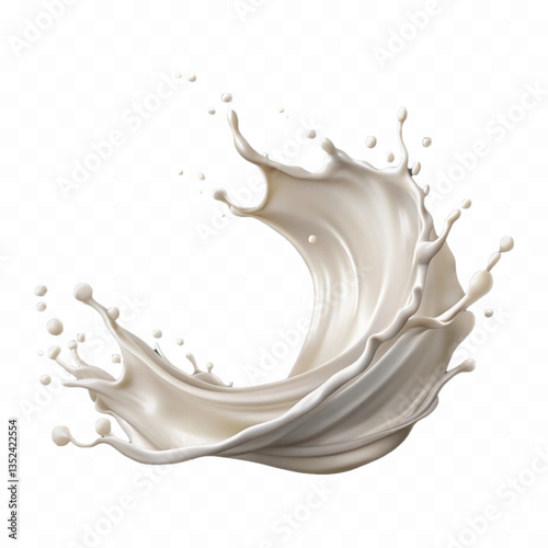abstract 3d  splash of milk wave swirls or diary milk splashes, flying milk on the air cut out isolated on white background