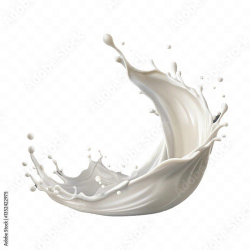 abstract 3d  splash of milk wave swirls or diary milk splashes, flying milk on the air cut out isolated on white background
