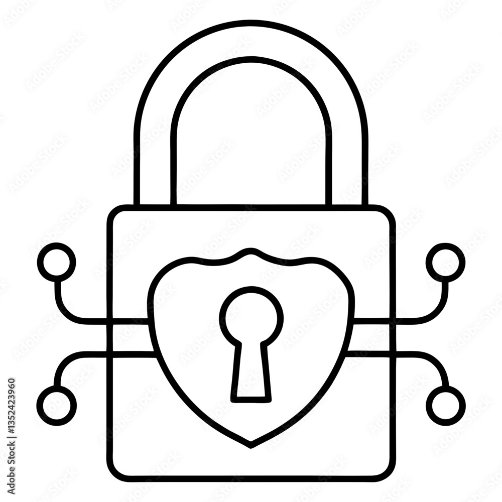 Cyber Security Lock Line Art Drawing Cyber Security Lock Line Art Drawing