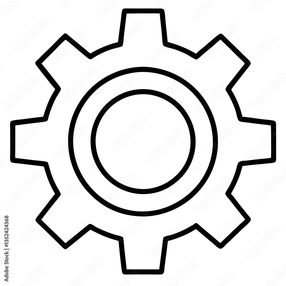Elegant Single Line Art Illustration of a Gear Representing Configuration Elegant Single Line Art Illustration of a Gear Representing Configuration