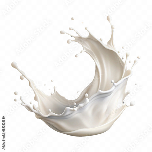 abstract 3d  splash of milk wave swirls or diary milk splashes, flying milk on the air cut out isolated on white background