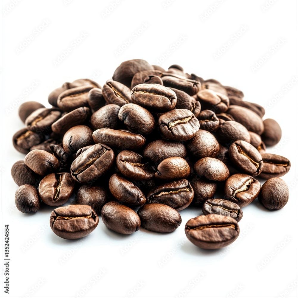 Naklejka premium Roasted Coffee Beans Pile Closeup