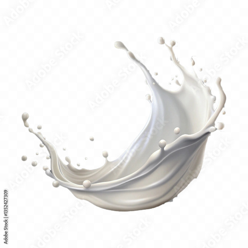 abstract 3d  splash of milk wave swirls or diary milk splashes, flying milk on the air cut out isolated on white background