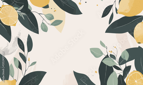 Elegant Wedding Invitation with Lemon Branches Theme and Botanical Elements