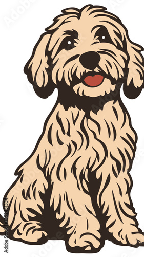 Adorable Cockapoo Dog Illustration in Minimalist Flat SVG Style for Pet Lovers