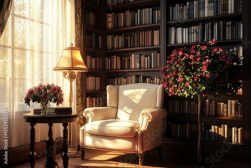 Cozy reading room with soft sofa, warm lighting, and elegant interior decor creating a comfortable and inviting home atmosphere for relaxation and study.