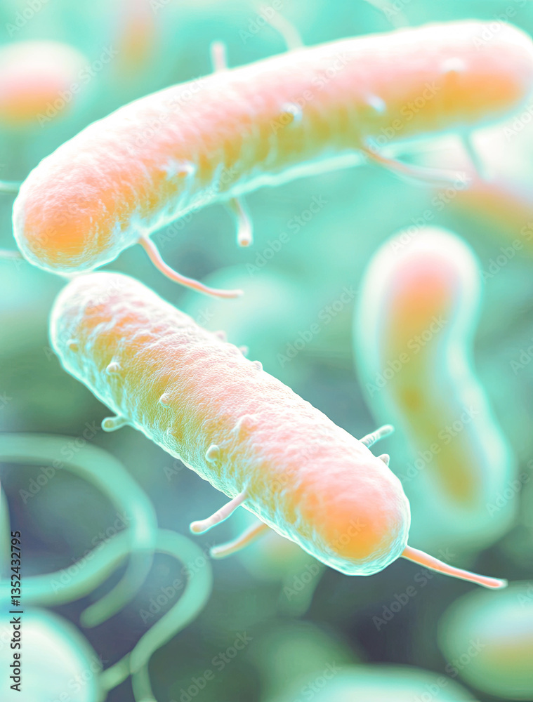 Obraz premium Microscopic view of vibrant bacteria highlighting intricate structures and details