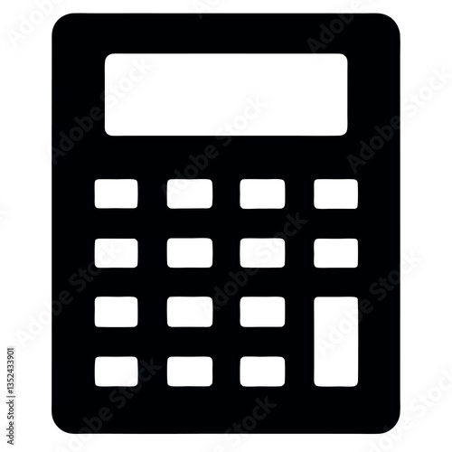 Calculator Silhouette Vector Icon – Math, Calculation & Budgeting Concept