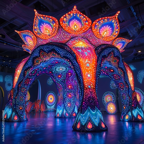 Alien jungle with trippy lighting design high resolution picture