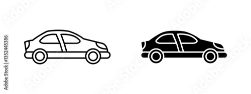 Car icon. Sedan vehicle vector illustration. Personal transport and mobility symbol for modern commuting, travel and road transportation. Automobile pictogram.