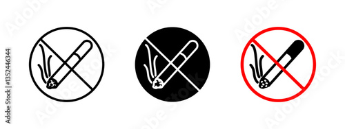 No smoking icon. Prohibited tobacco vector illustration. Cigarette ban and public health safety symbol. Restriction sign for smoke-free areas and law enforcement.