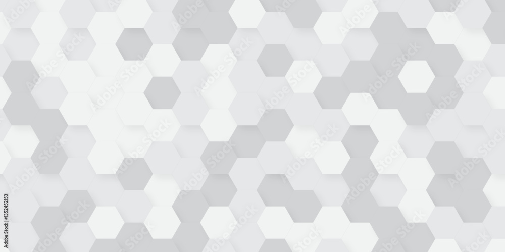 Abstract technology hexagonal background. Illustration of a white background with hexagonal template. White hexagon honeycombs background. Hexa gray Abstract Geometric Wide Banner Design. Abstract technology hexagonal background. Illustration of a white background with hexagonal template. White hexagon honeycombs background. Hexa gray Abstract Geometric Wide Banner Design.